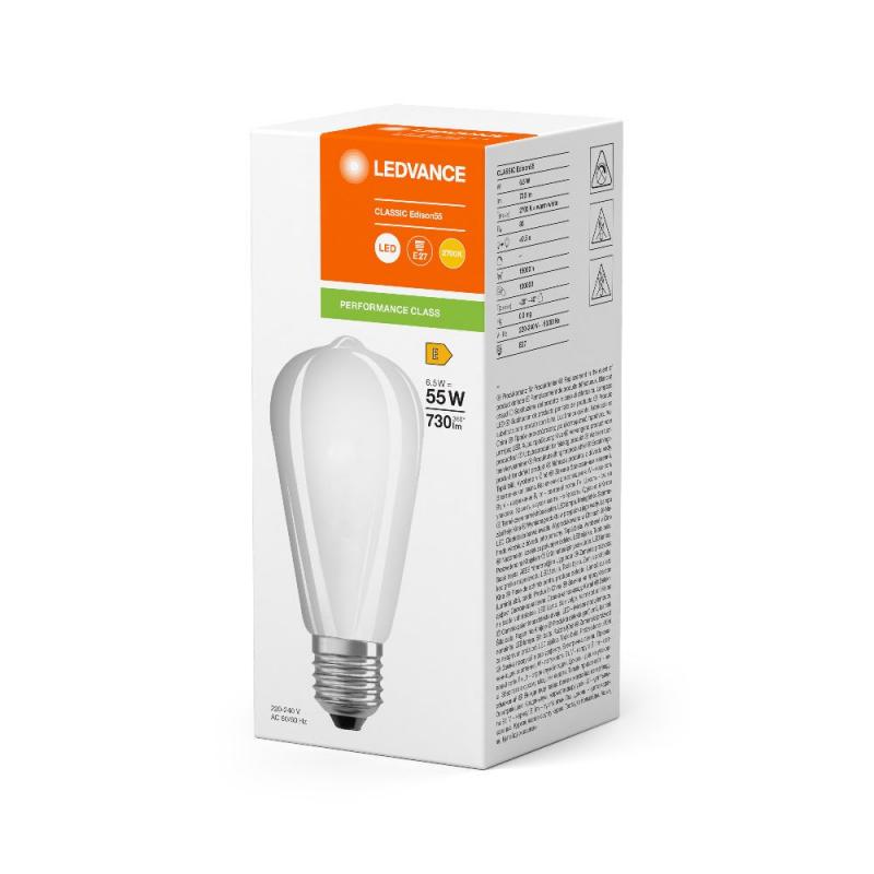 Ledvance E27 LED Lampe Classic in Kolbenform matt 6,5W wie 55W 2700K warmweißes Licht